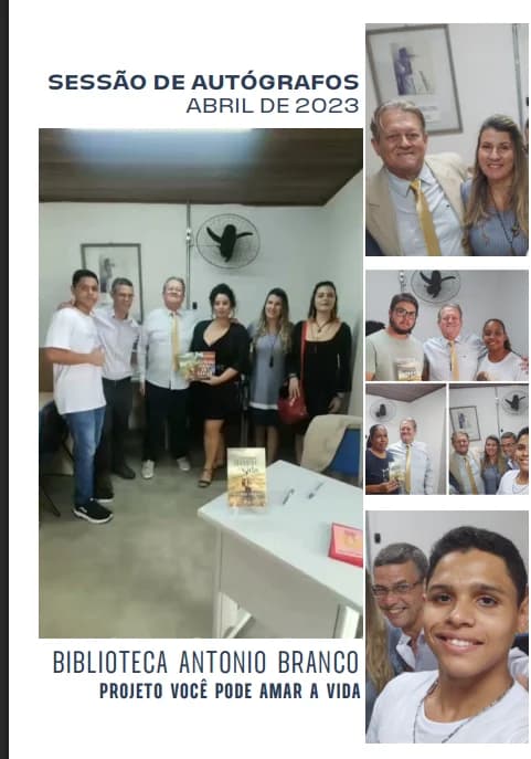 Sessão de autógrafos na Biblioteca Antonio Branco em abril de 2023